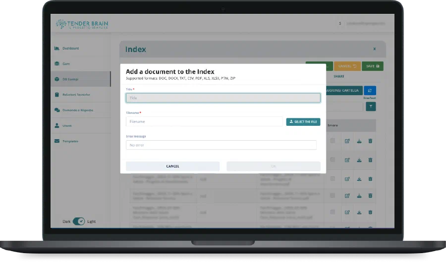 Simplified upload of tender documentation